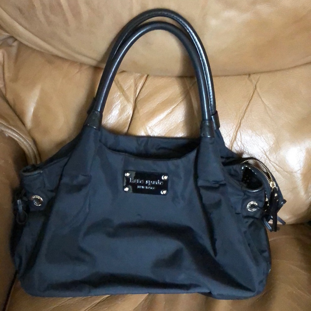 Kate Spade Black Satchel with Black Polka Dots